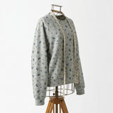 Blue Floral Rib Knit, Cotton-Poly — mockup: sweatshirt hoodie