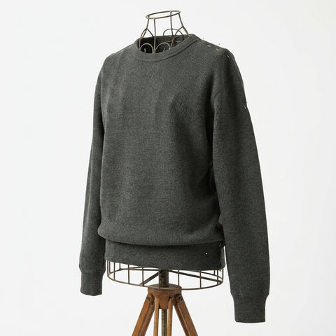Dark Grey Marl Rib Knit, Poly-Cotton, 403 gsm