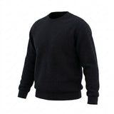 Viscose Polyester Blend Stretch Rib Knit Fabric, 370 gsm, 137 cm — Black — mockup: sweatshirt hoodie