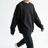 Brushed Cotton Polyester French Terry Fabric, 295 gsm, 170 cm — Black — mockup: sweatshirt hoodie