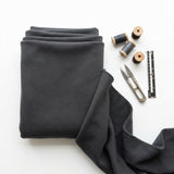 Polyester Cotton Stretch Fleece Fabric, 340 gsm, 188 cm — Grey — mockup: sweatshirt hoodie