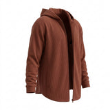 Polyester Stretch Rib Knit Fabric, 500 gsm — Brown — mockup: sweatshirt hoodie