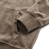Polyester Stretch Velvet Fabric, 250 gsm, 155 cm — Orange — mockup: sweatshirt hoodie