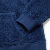 100% Polyester Minky Fabric, 270 gsm, 160 cm — Navy — mockup: sweatshirt hoodie