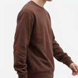 Brushed Cotton Stretch Jersey Knit Fabric, 300 gsm, 140 cm — Brown — mockup: sweatshirt hoodie