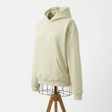 Polyester Cotton Stretch Rib Knit Fabric, 381 gsm, 131 cm — Beige — mockup: sweatshirt hoodie