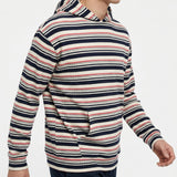 Navy Horizontal-Stripe Rib Knit, Viscose, 395 gsm — mockup: sweatshirt hoodie