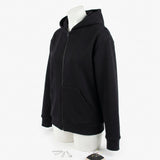 Cotton Stretch Rib Knit Fabric, 400 gsm, 165 cm — Black — mockup: sweatshirt hoodie