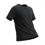 Tencel Lyocell Stretch Rib Knit Fabric, 230 gsm, 150 cm — Black — mockup: tshirt