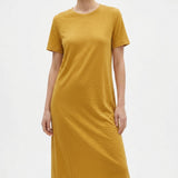 Polyester Stretch ITY Knit Fabric, 190 gsm, 170 cm — Yellow — mockup: tshirt