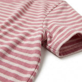 Dusty Rose Horizontal-Stripe Jersey Knit, Cotton — mockup: tshirt