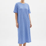 Jacquard Linen Cotton Stretch Knit Fabric, 129 gsm, 135 cm — Blue — mockup: tshirt