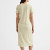 Cotton Linen Stretch Jersey Knit Fabric, 220 gsm, 160 cm — Beige — mockup: tshirt
