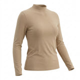 Striped Polyester Viscose Stretch Jersey Knit Fabric, 170 gsm, 175 cm — Beige — mockup: tshirt