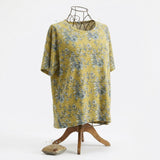 Light Blue Floral Jersey Knit, Poly-Cotton — mockup: tshirt