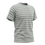 Light Blue Vertical-Stripe French Terry, Cotton-Poly — mockup: tshirt