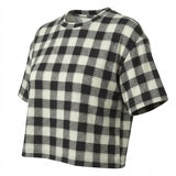 Black Bold-Check Jersey Knit, Cotton-Tencel Lyocell — mockup: tshirt