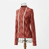Dark Red Abstract Jersey Knit, Cotton — mockup: tshirt