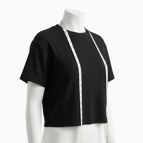 Viscose Polyester Rib Knit Fabric, 160 gsm, 140 cm — Black