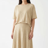 Slub 100% Viscose Jersey Knit Fabric, 190 gsm, 165 cm — Beige — mockup: tshirt
