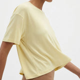 Cotton Modal Jersey Knit Fabric, 140 gsm, 155 cm — Yellow — mockup: tshirt