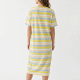 Yellow Horizontal-Stripe French Terry, Poly-Viscose — mockup: tshirt