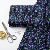 Purple Floral Jersey Knit, Viscose, 175 gsm, 156 cm — mockup: tshirt