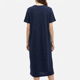 Dark Blue Textured Jersey Knit, Cotton-Linen — mockup: tshirt