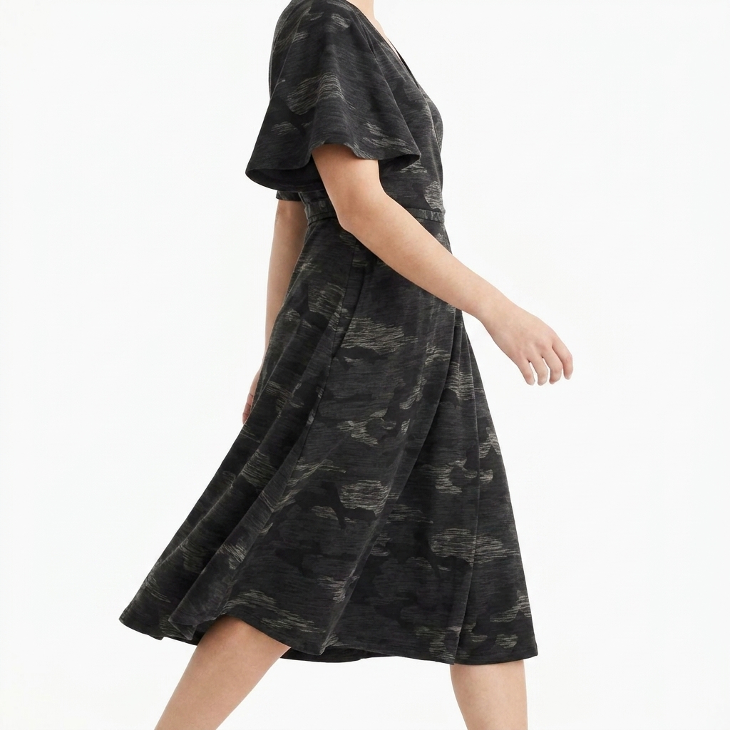 Camo Brushed Polyester Modal Stretch French Terry Fabric rendered