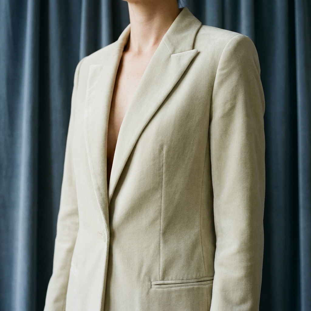 Polyester Cotton Stretch Velvet Fabric rendered