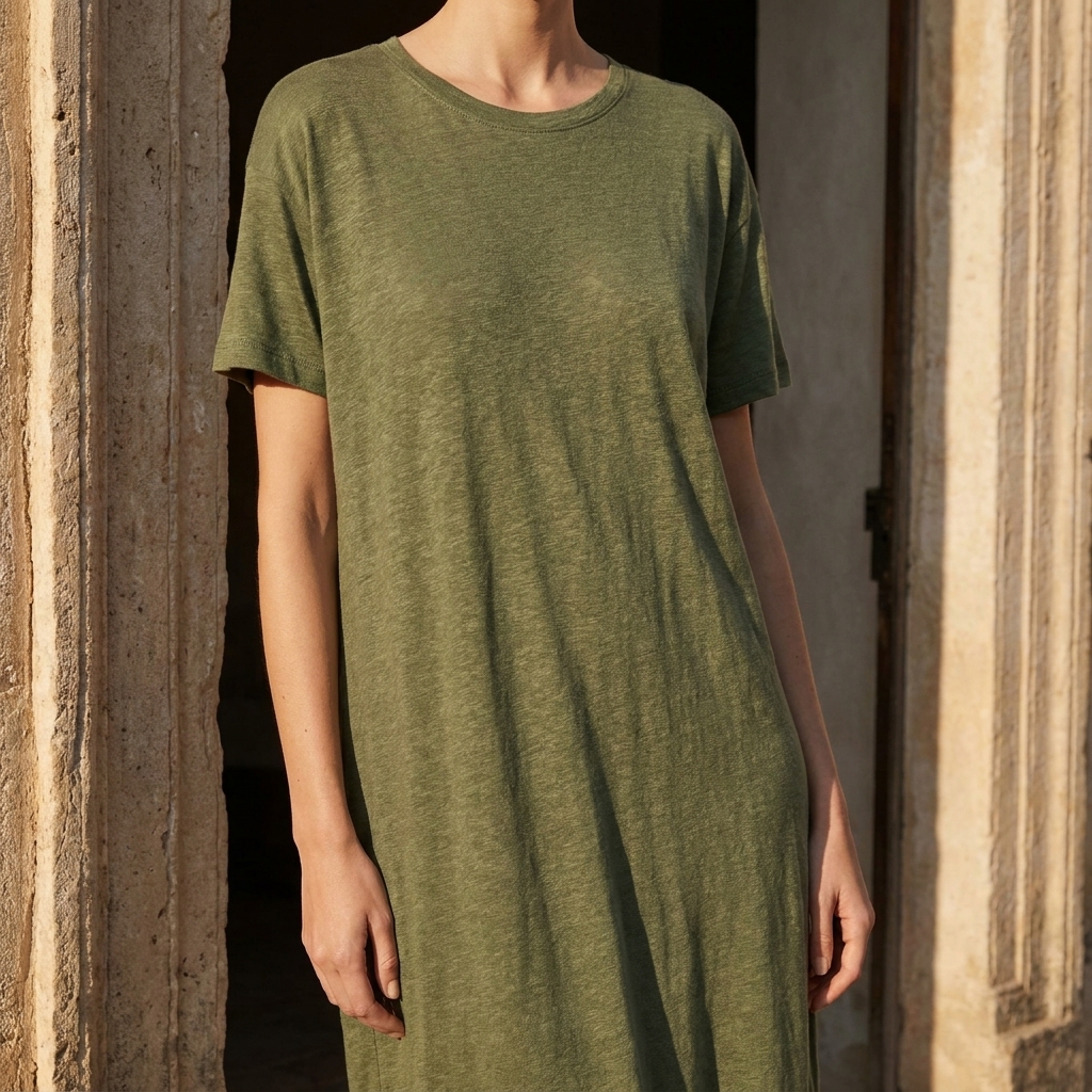 Heather 100% Linen Jersey Knit Fabric rendered