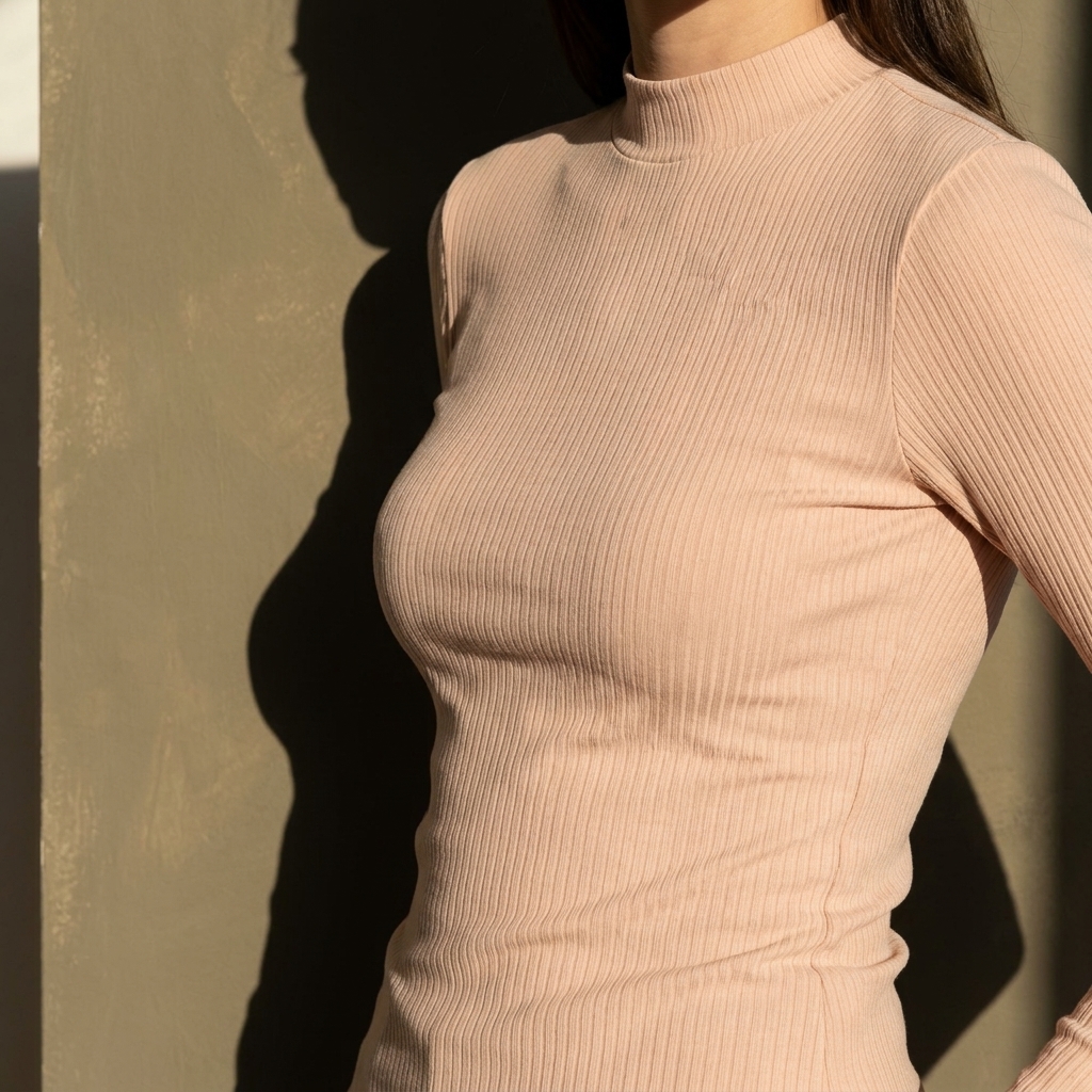 Cotton Polyester Stretch Rib Knit Fabric rendered