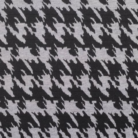 Black Houndstooth Interlock Knit, Polyester