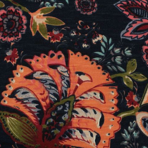 Bold Floral Slub Polyester Stretch Knit Fabric