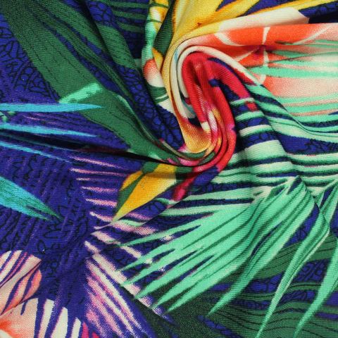 Green Tropical-Leaf Jersey Knit