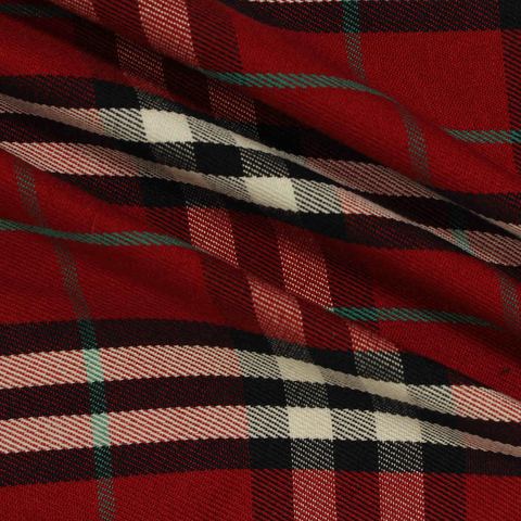 Red Plaid Woven, Poly-Cotton