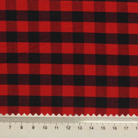 Red Check Poplin, Cotton
