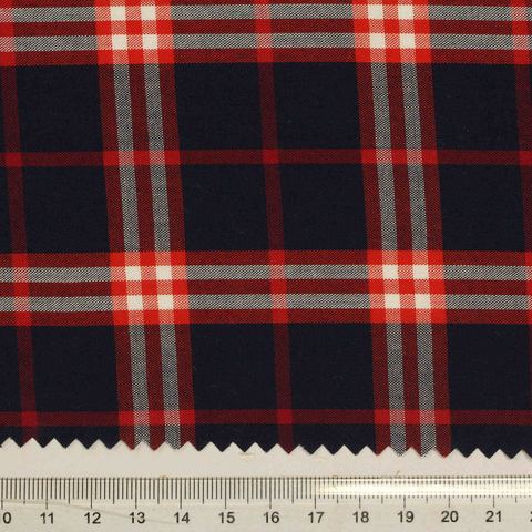 Dark Blue Bold-Plaid Woven, Viscose