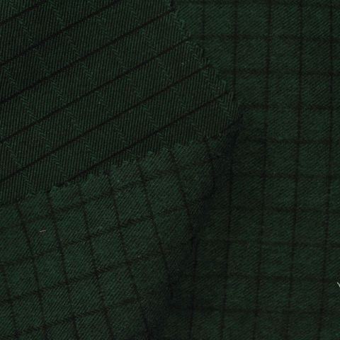 Dark Green Check Twill, Cotton-Poly