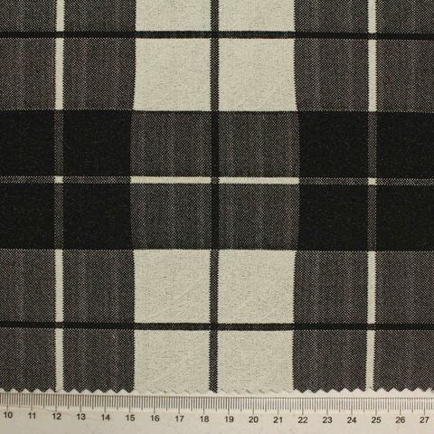 Black Plaid Linen-Look, Polyester