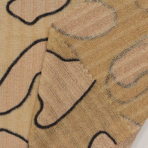 Jacquard Polyester Viscose Stretch Rib Knit Fabric