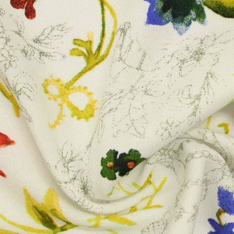 Floral 100% Viscose Linen-Look Fabric