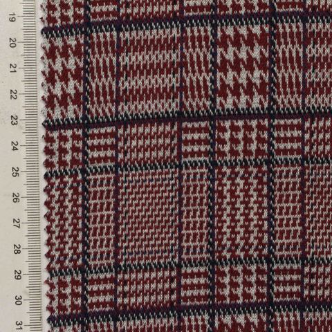 Bold Plaid Polyester Viscose Stretch Knit Fabric