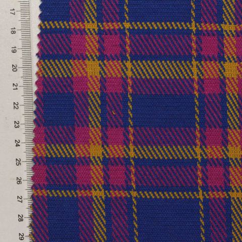 Plaid Washed Polyester Viscose Stretch Knit Fabric
