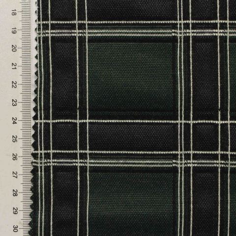 Dark Green Plaid Jacquard, Poly-Viscose