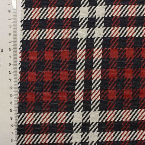 Navy Plaid Jacquard, Poly-Viscose
