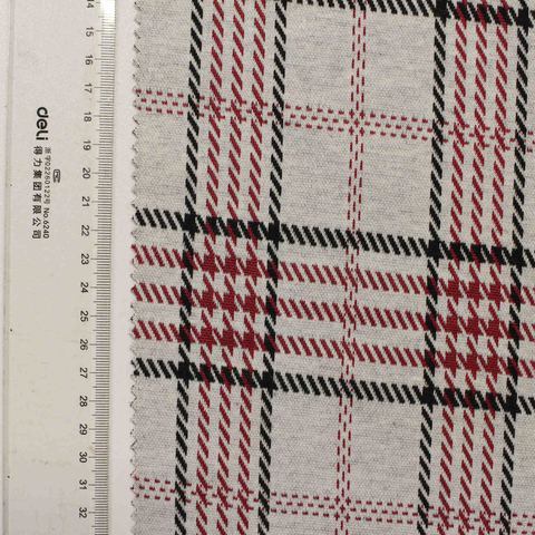 Bold Plaid Washed Polyester Stretch Knit Fabric