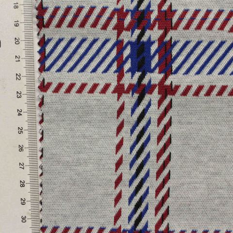 Bold Plaid Polyester Stretch Knit Fabric