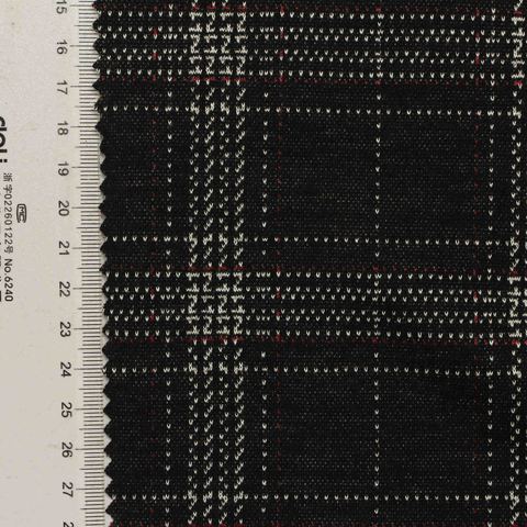 Black Plaid Jacquard, Poly-Viscose
