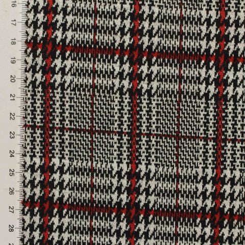 Bold Plaid Washed Polyester Viscose Stretch Knit Fabric